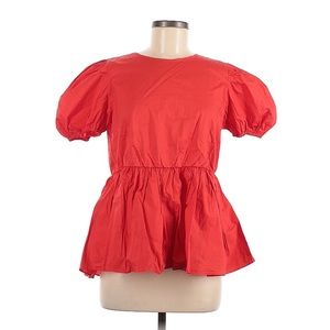 Red Peplum Sleeve Blouse